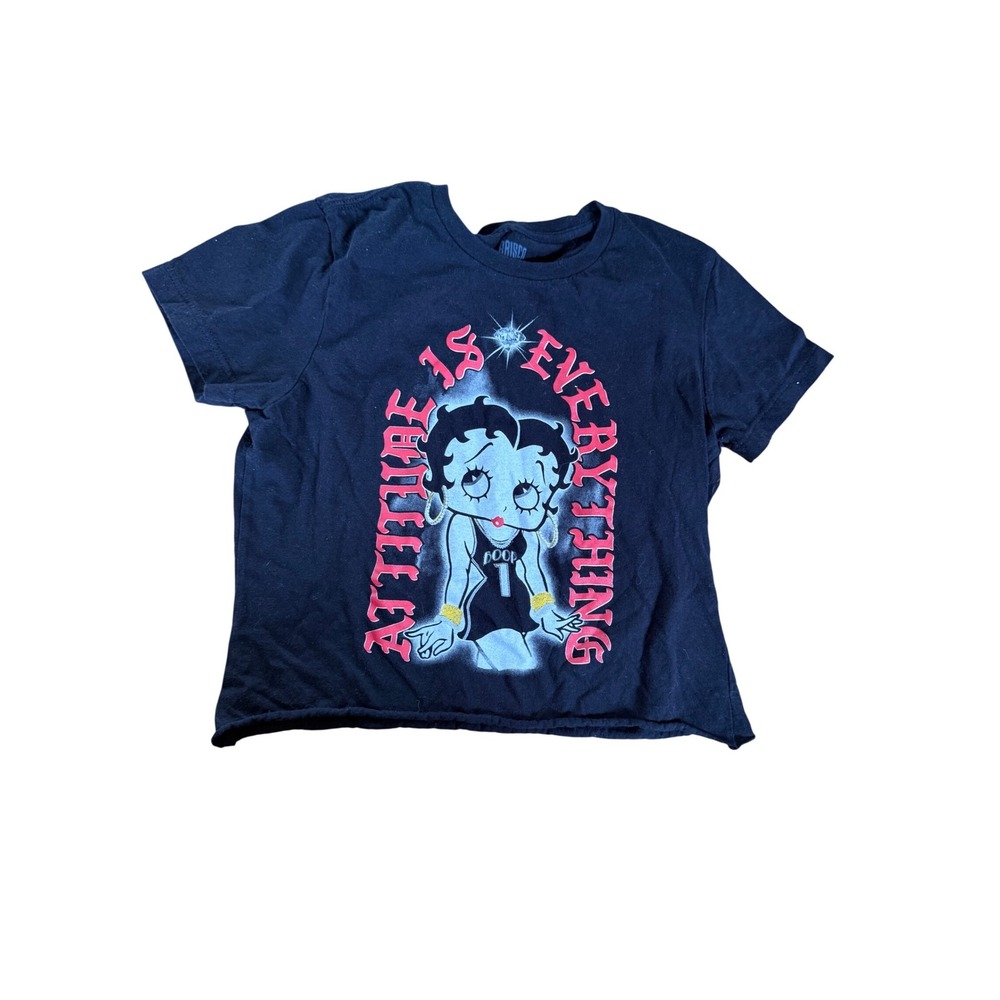 Betty Boop Attitude is Everything cropped raw hem T-shirt